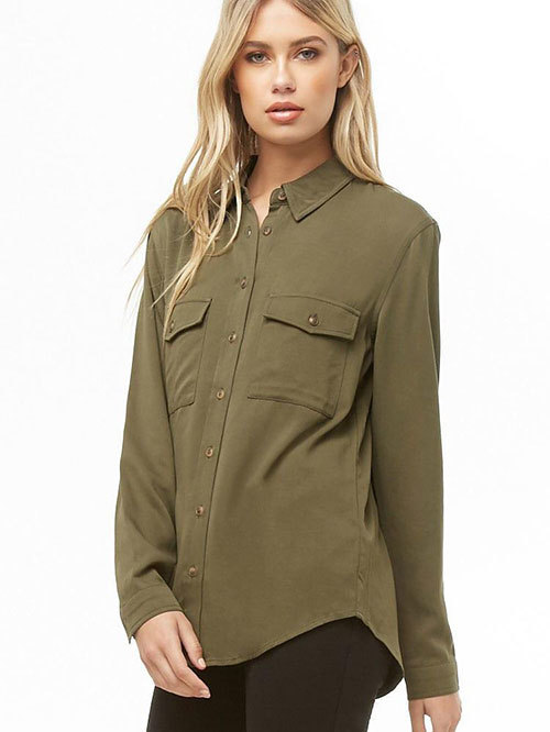 Forever 21 Olive Regular Fit Shirt Price in India