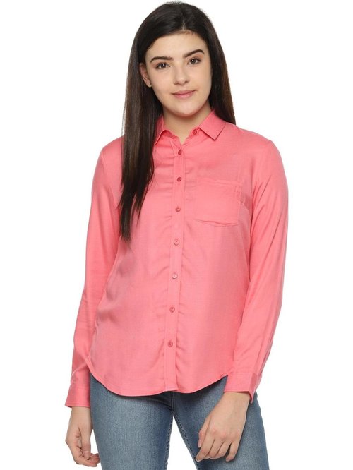 Allen Solly Peach Regular Fit Shirt Price in India