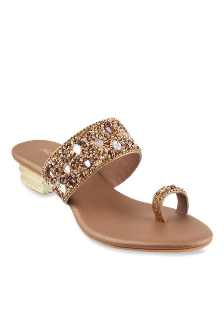 Mochi Antique Gold Toe Ring Sandals Price in India