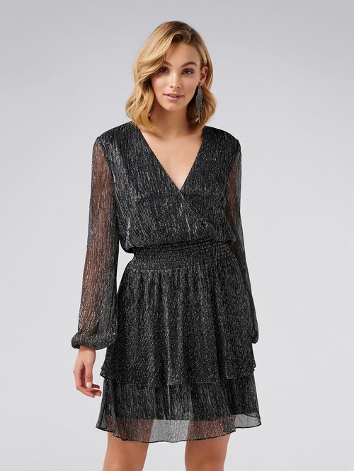 Forever New Metallic Black Textured Dress Price in India