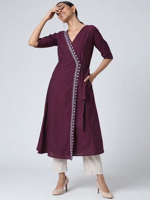 Okhai Arzoo Pure Cotton Hand Embroidered A Line Kurta Price in India