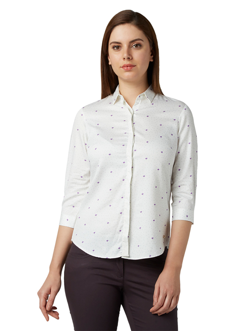 Park Avenue White Printed Shirt Price in India