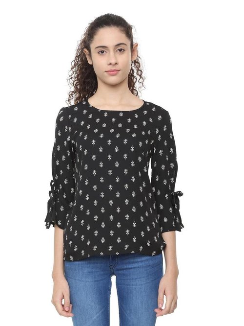 Solly by Allen Solly Black Printed Top Price in India