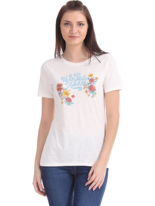 U.S. Polo Assn. Cloud Dancer Printed T-Shirt Price in India