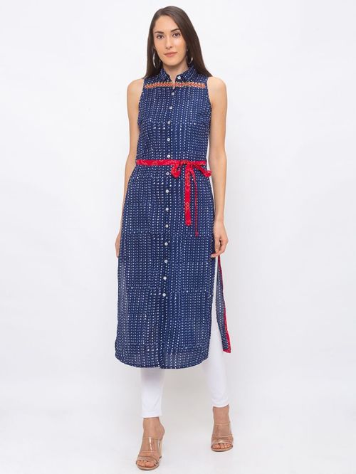 Globus Navy Printed Kurta Price in India