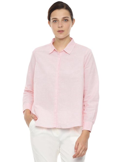 Van Heusen Pink Cotton Striped Shirt Price in India