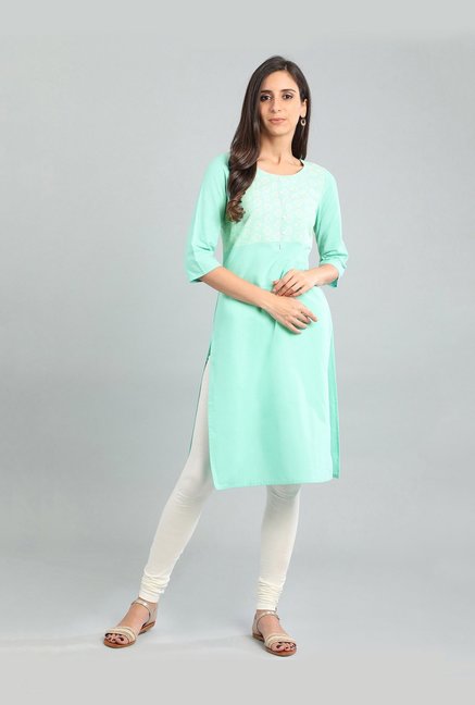 Aurelia Green Printed Kurta Price in India