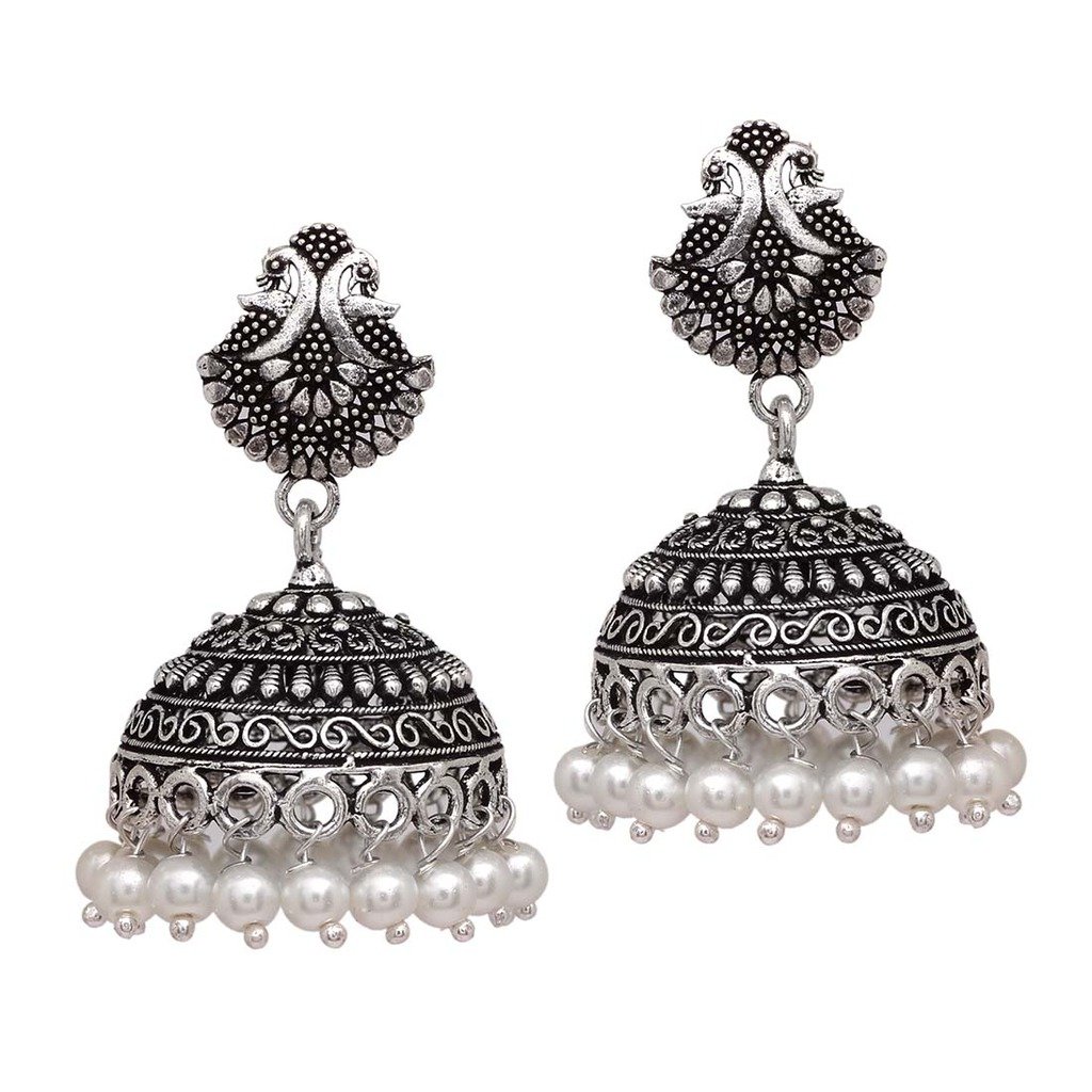 15 Grams Lovely Peacock oxidised Silver Plated Jhumka Jhumka Earring Jewellery For Girls Price in India