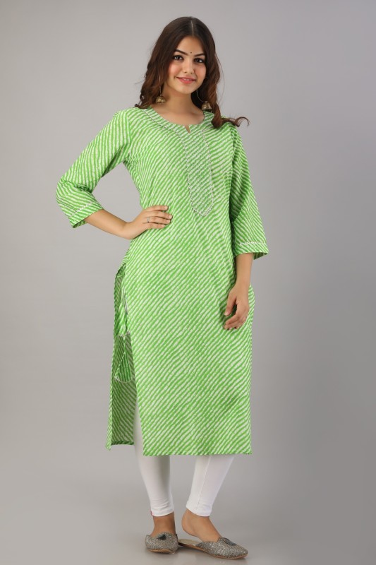 Women Printed Pure Cotton Straight Kurta Price in India