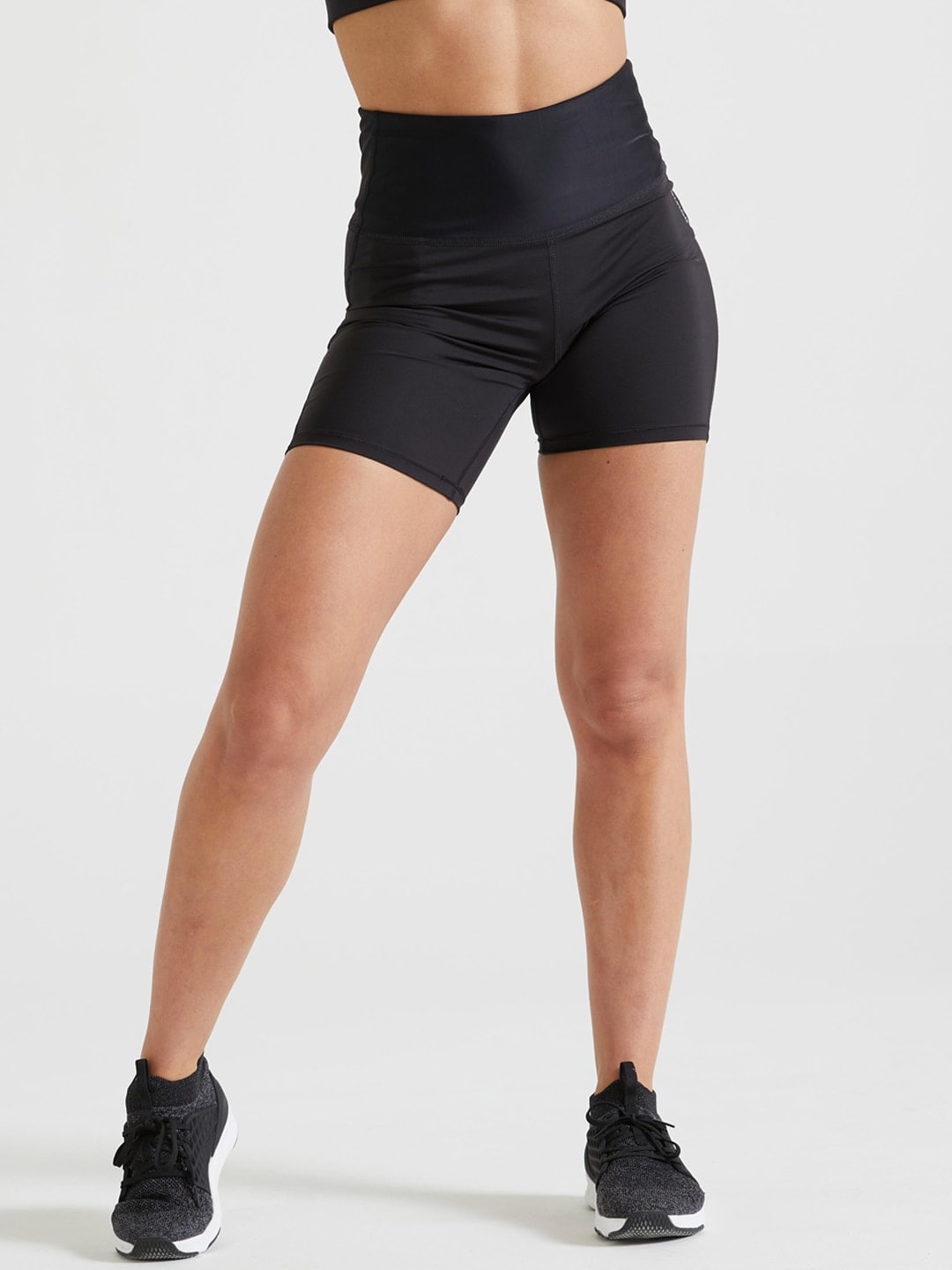 Domyos by Decathlon Women Black High Waist Skin-Tight Fitness Shorts Price in India