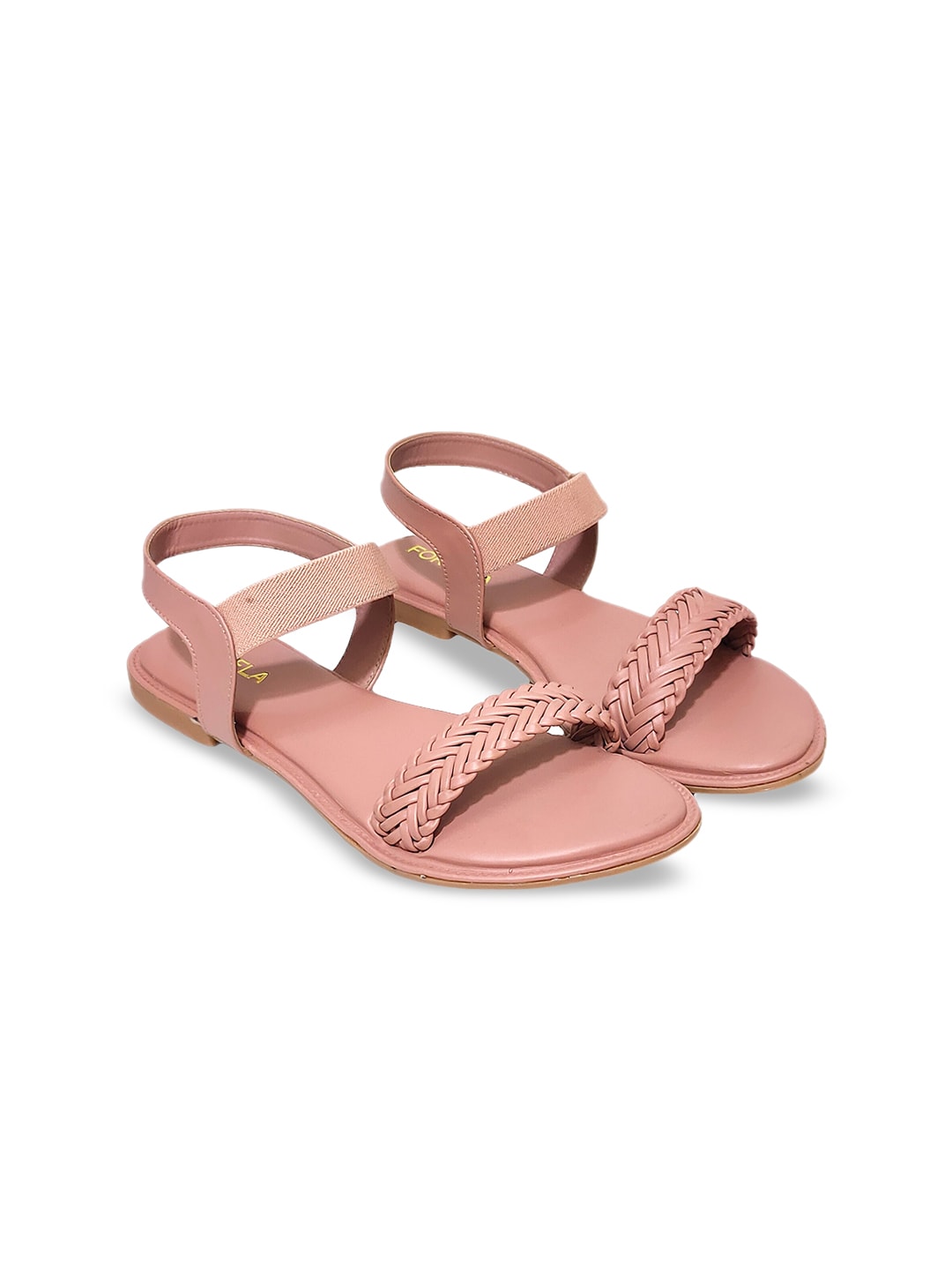 FORVELA Women Peach-Coloured Laser Cuts Flats Price in India