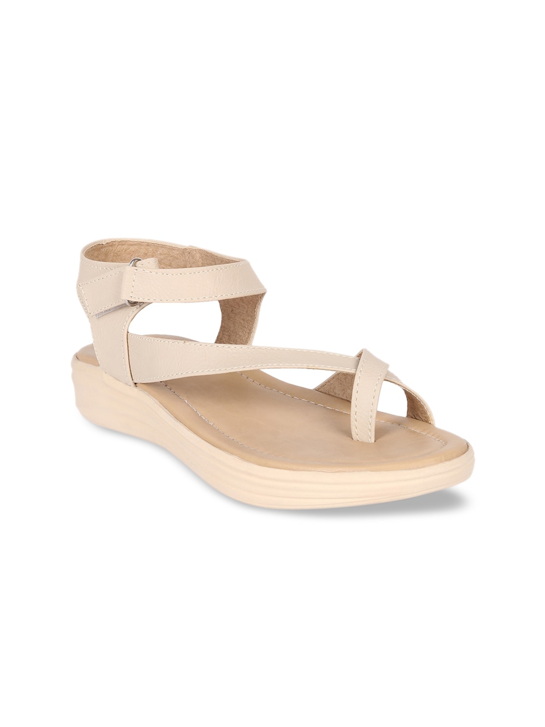 Bella Toes Women Cream-Coloured Solid One Toe Flats Price in India