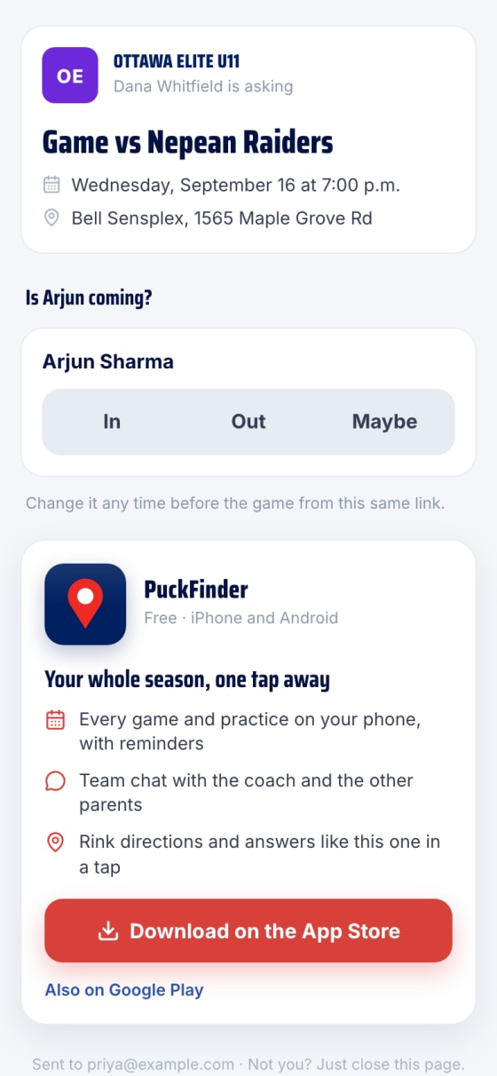 The answer page for a parent with no account, In highlighted