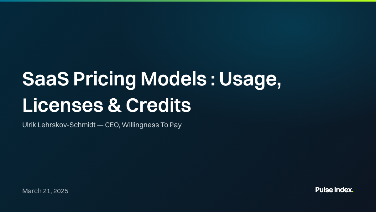 SaaS Pricing Models : Usage, Licenses & Credits