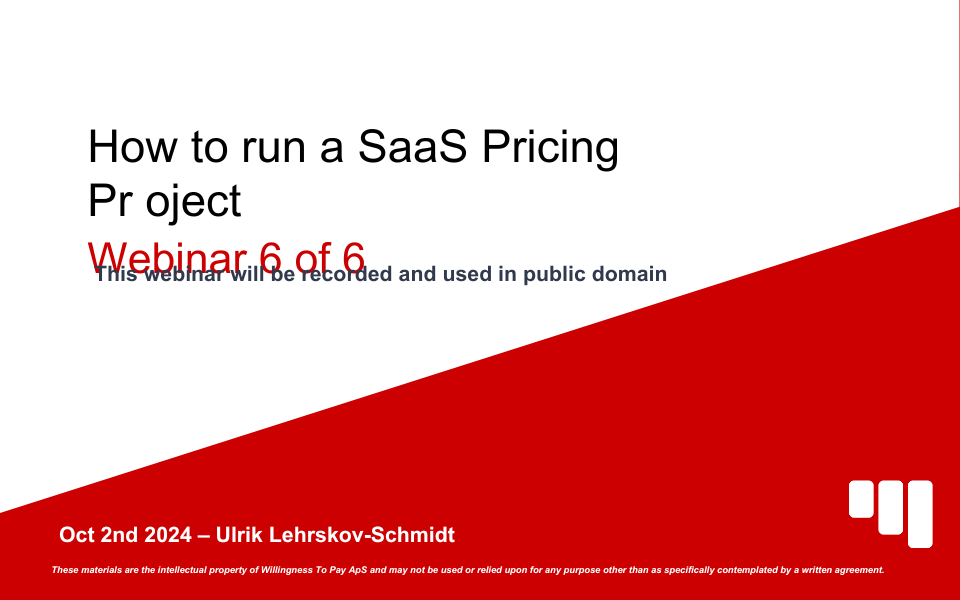 How to run a SaaS Pricing Project