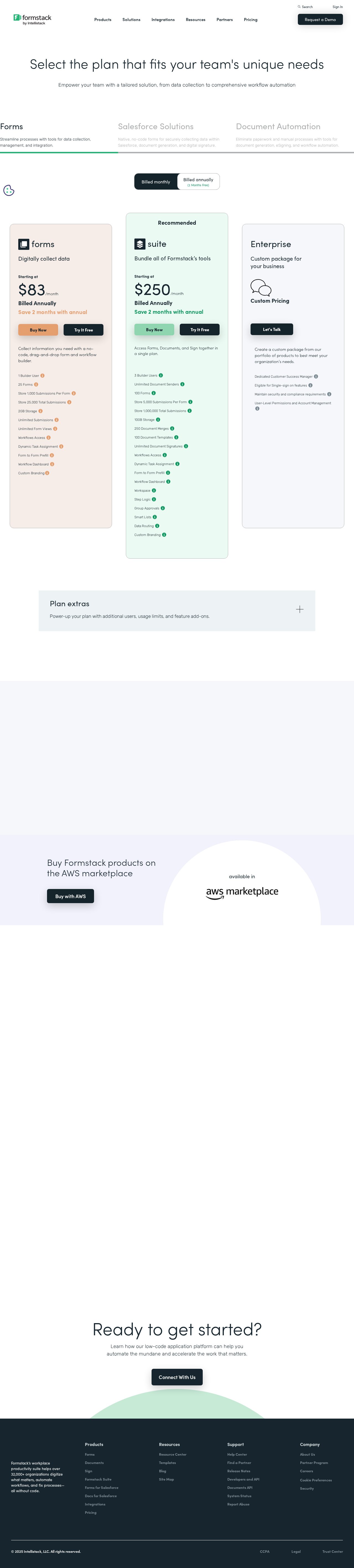 formstack - Pricing Page