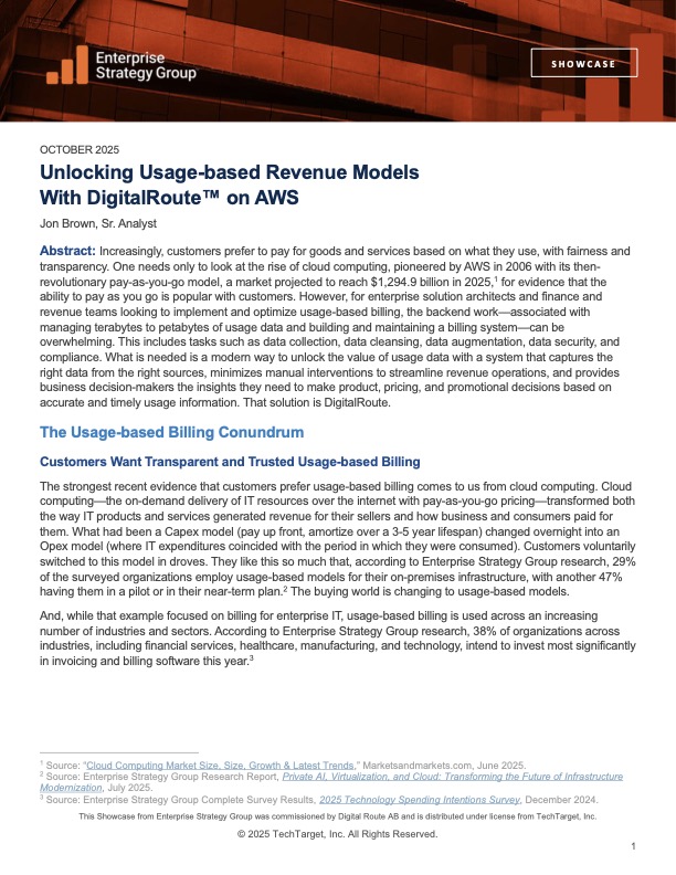 Unlocking Usage-based Revenue Models With DigitalRoute on AWS