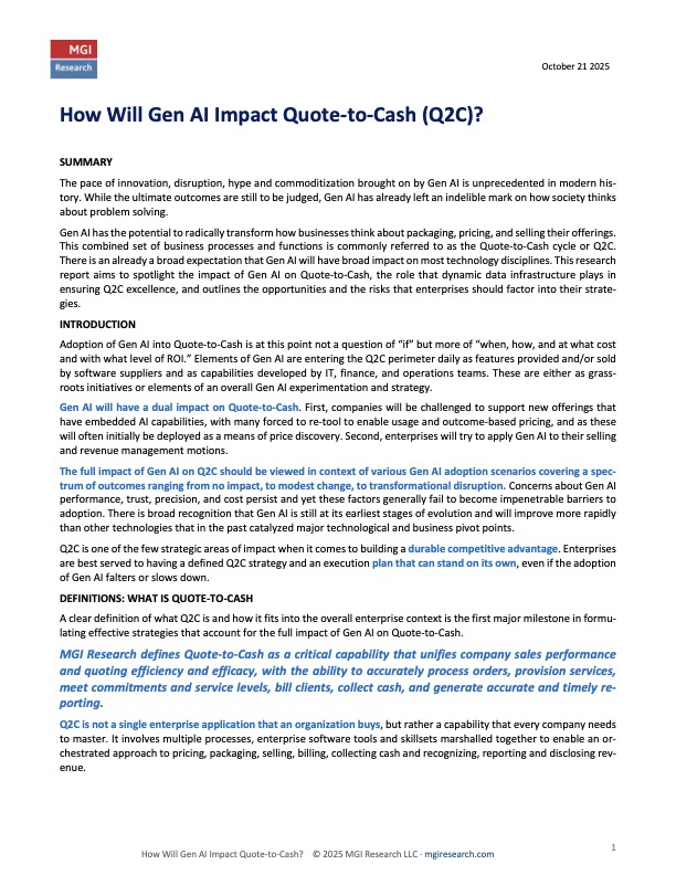 How Will Gen AI Impact Quote-to-Cash (Q2C)?