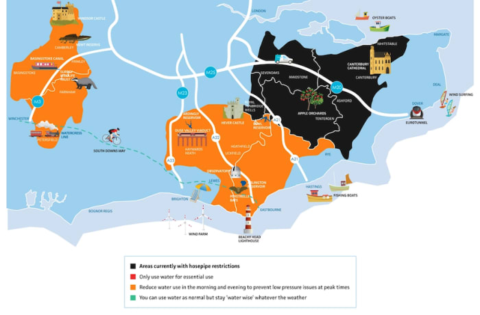 Kent hosepipe ban now in force as heatwave pushes water demand to near record levels