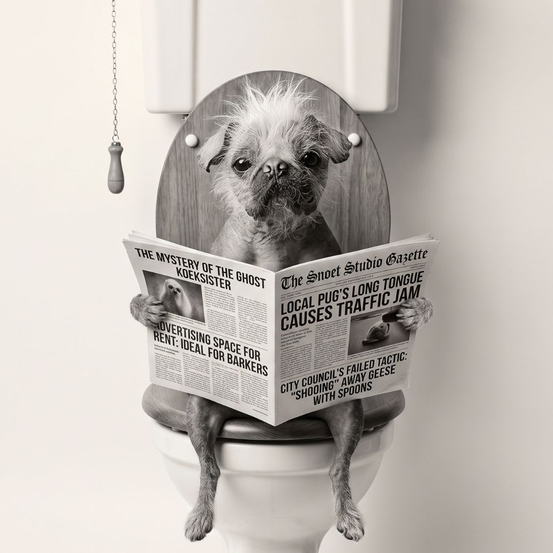 Toilet Reader funny pet portrait framed