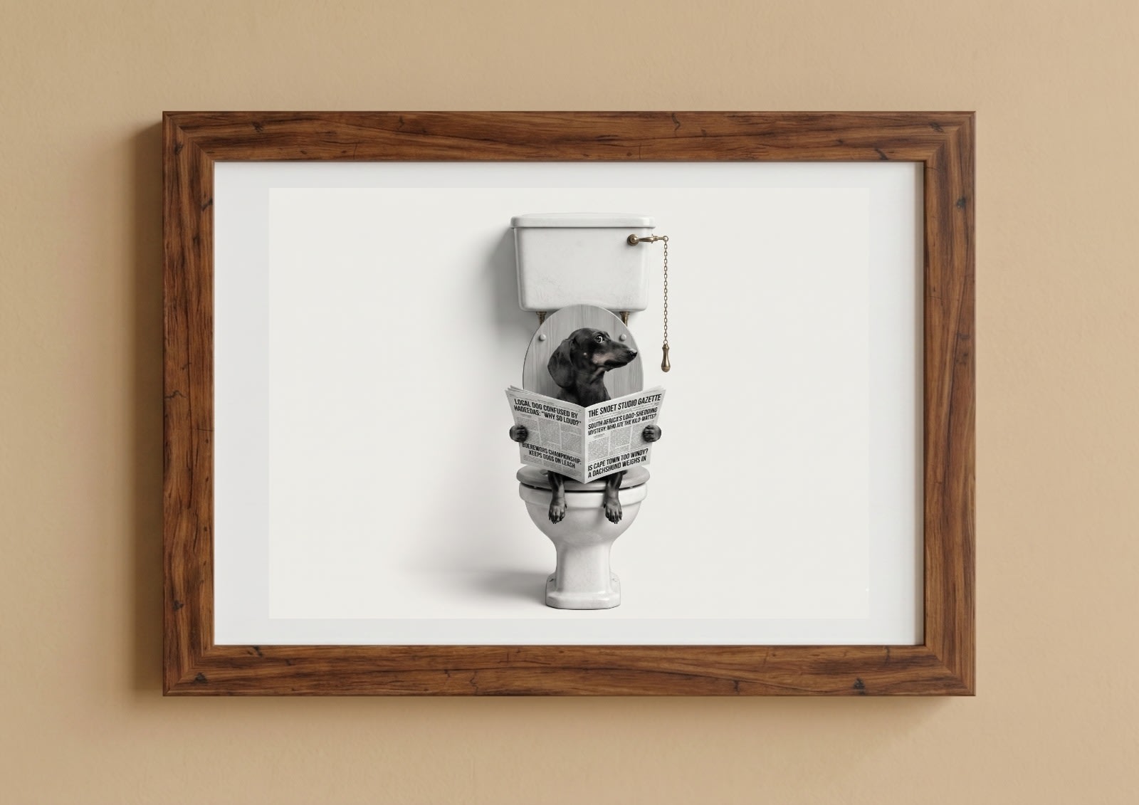 Toilet Reader funny framed pet portrait