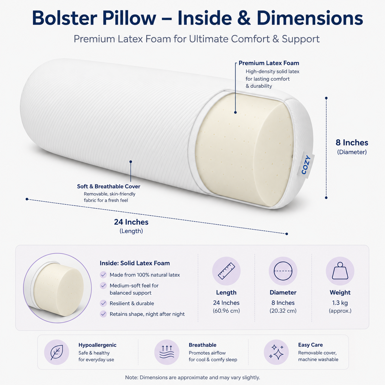 Latex Bolster — latex mattress in Bangalore by CozyFoam