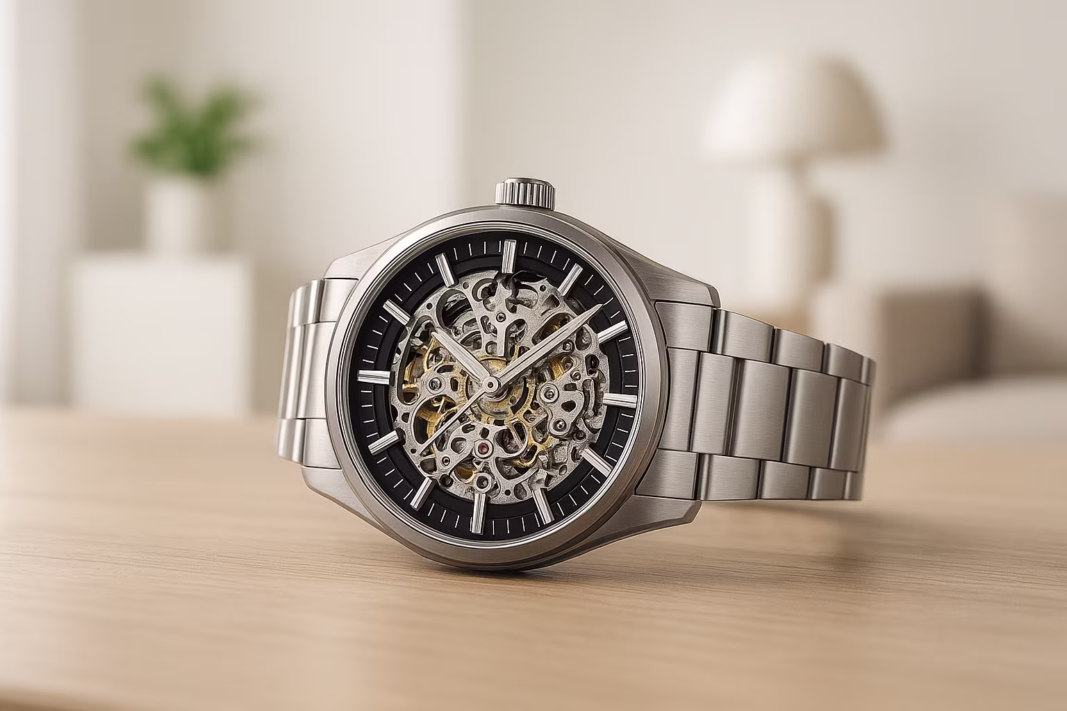 Image de catégorie montrant des montres squelette dans une ambiance lifestyle réaliste.