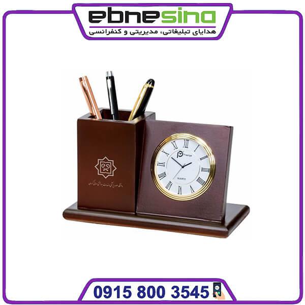 photo_2023-11-22_19-51-00 ساعت رومیزی چوبی با جا قلمی