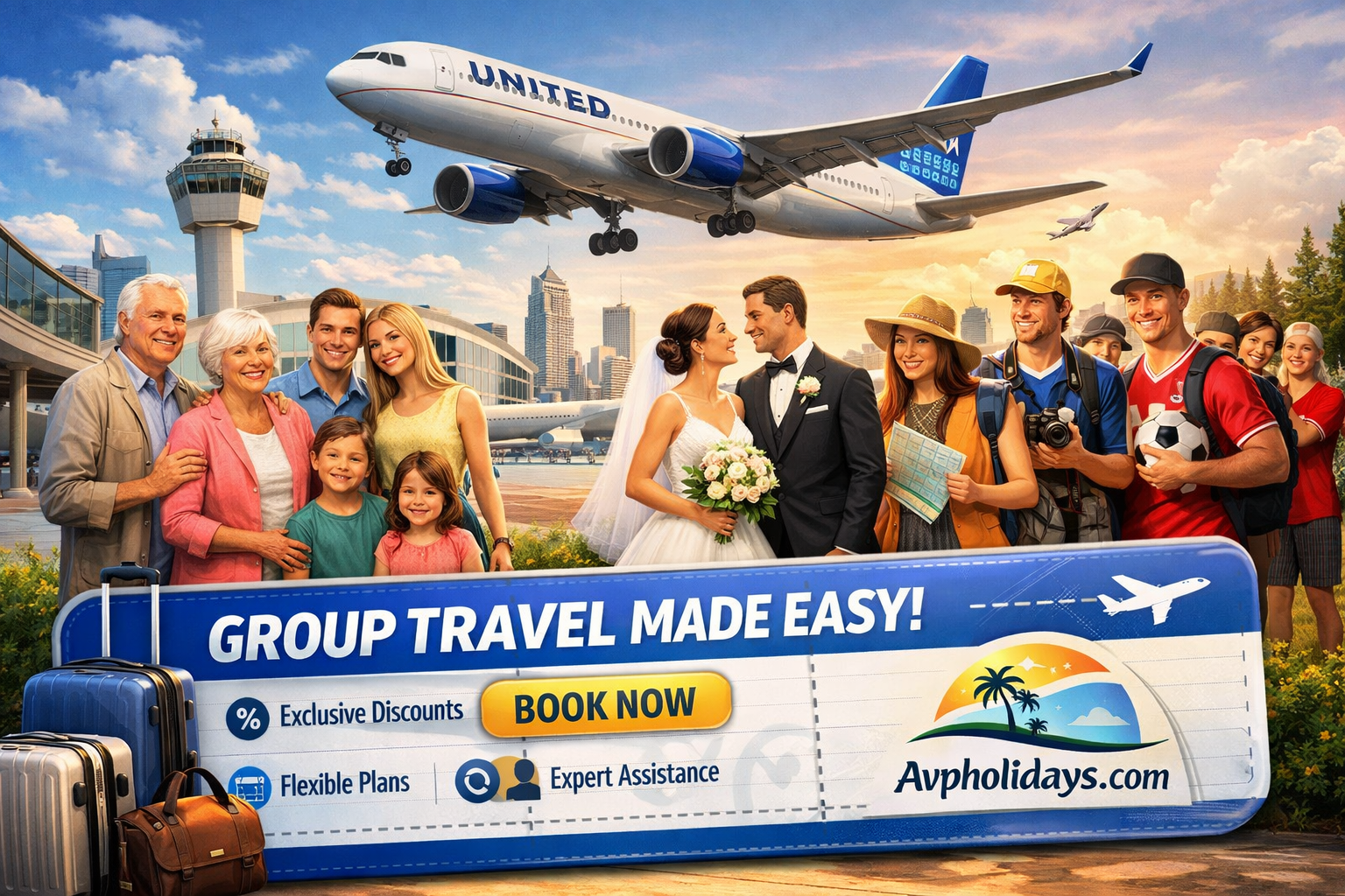 United Airlines Group Booking with Avpholidays.com: Simplifying Travel for Large Groups