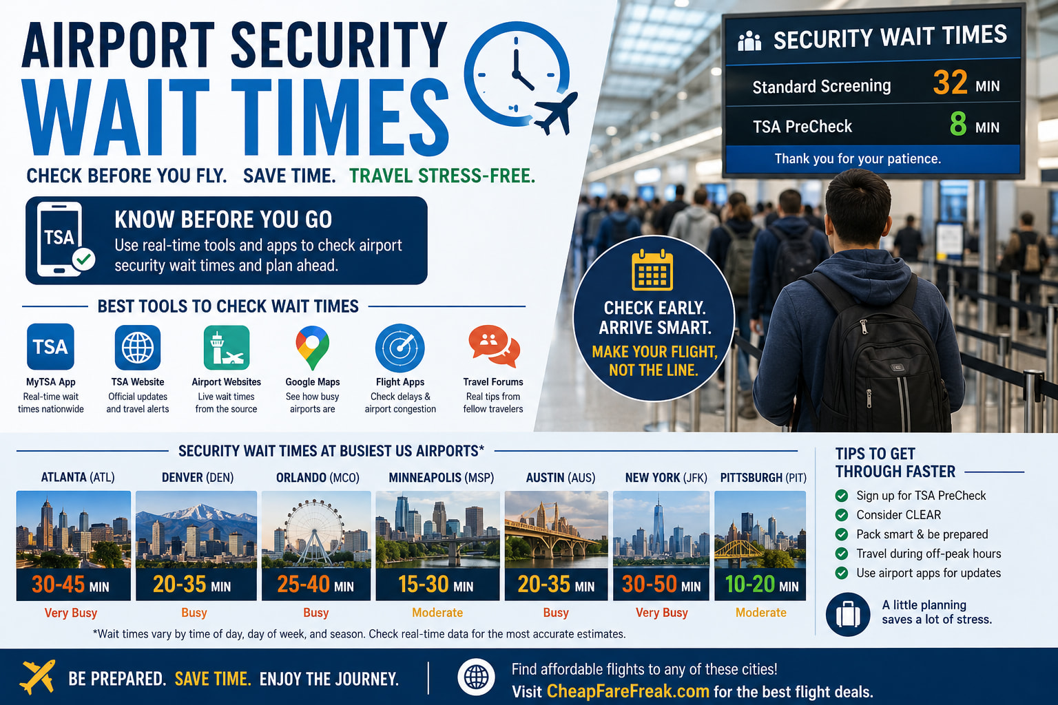 How to Check Airport Security Wait Times, And Never Miss a Flight Again