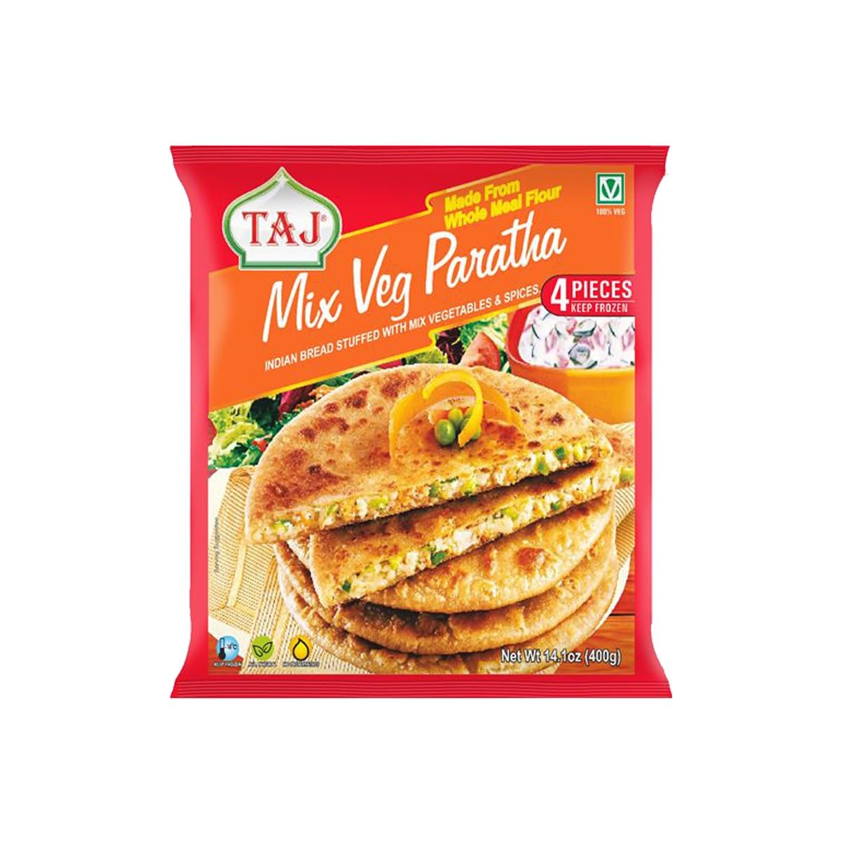 Taj Mixed Veg Paratha (Pack of 4) 400g