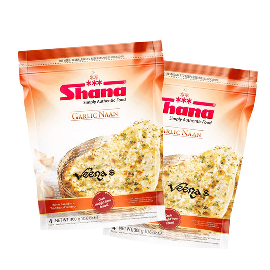 Shana Garlic Naan (4 Pieces) (Pack of 2)300g