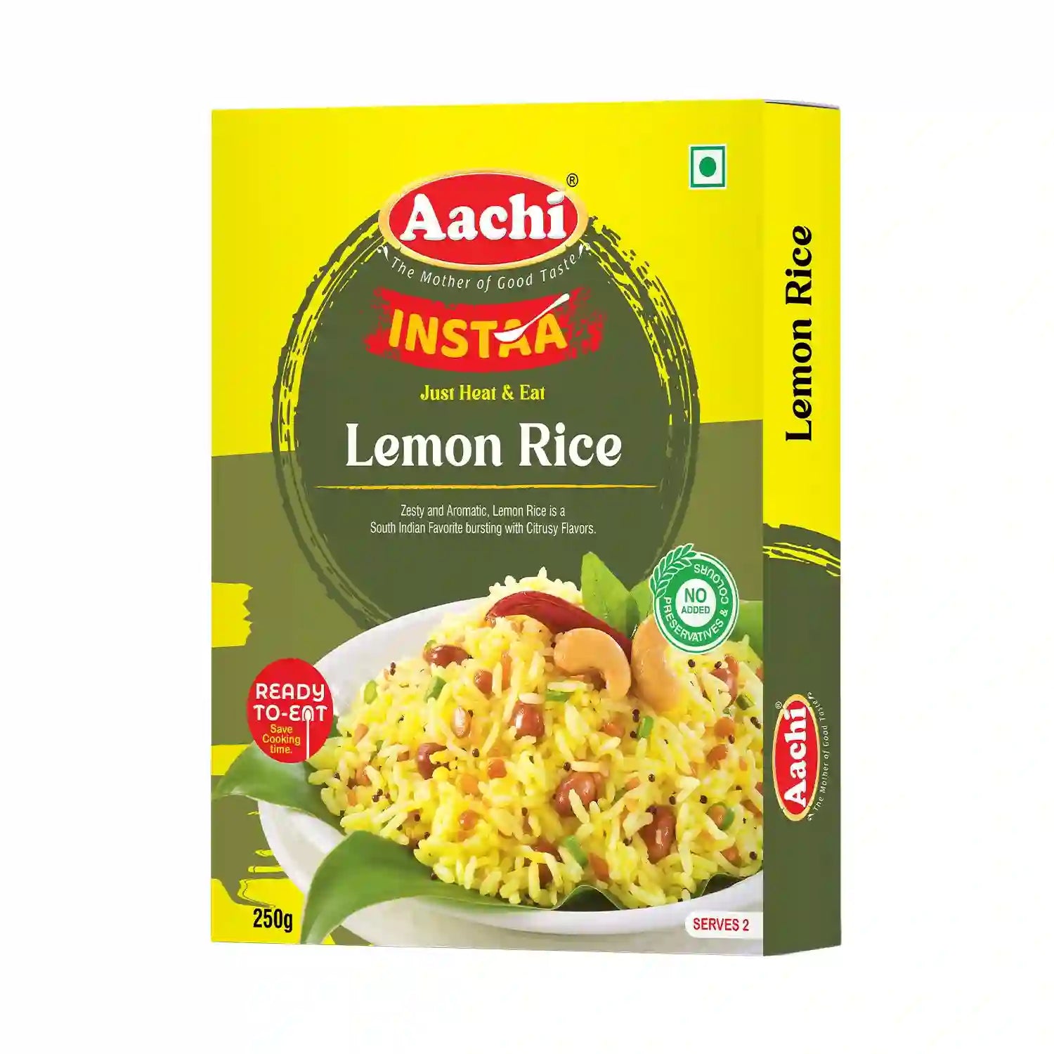 Aachi Heat & Eat Lemon Rice 250g - Tangy Ready Rice Meal