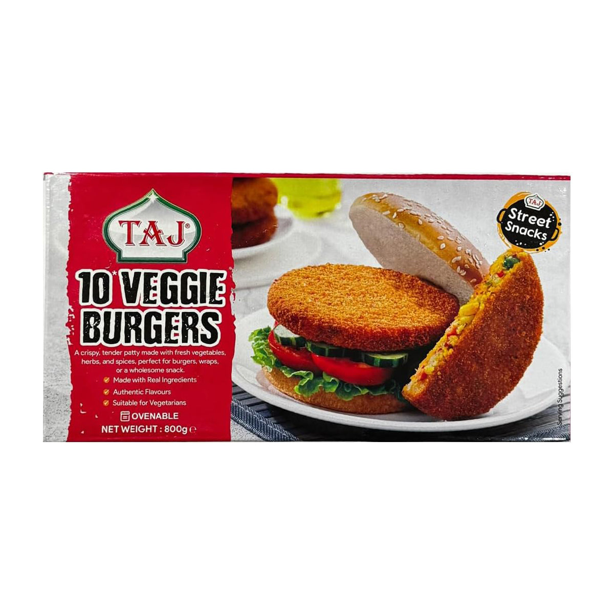 Taj 10 Veggie Burgers 800g