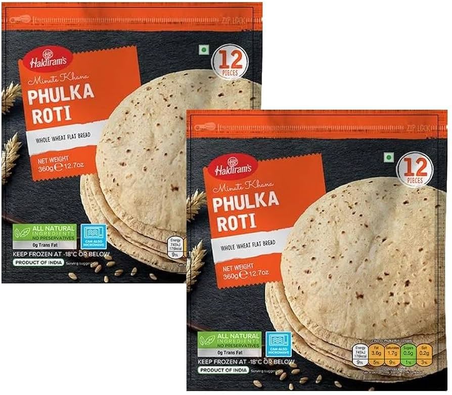 Haldiram's Phulka Roti 360g - Soft Whole Wheat Flatbread Ready To Heat