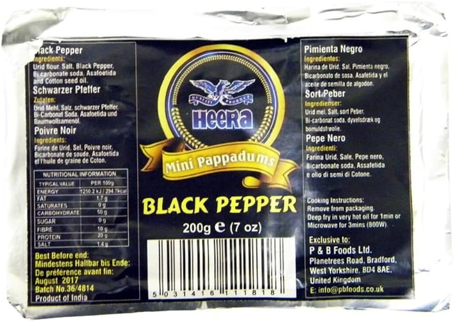 Heera Mini Black Pepper Pappadums 200g