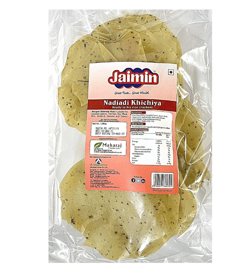 Jaimin Nadiadi Khichiya 200g - Traditional Gujarati Rice Crisps