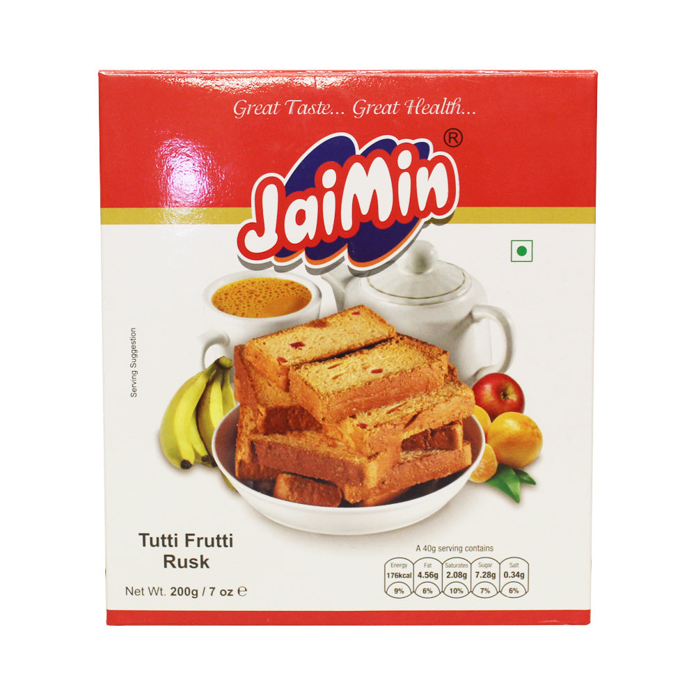 Jaimin Tutti Frutti Rusk 200g � Sweet Rusk with Fruit Bits