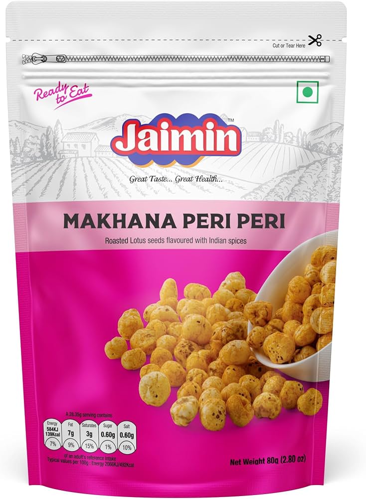 Jaimin Makhana Peri Peri 80g - Light & Crispy Roasted Treat