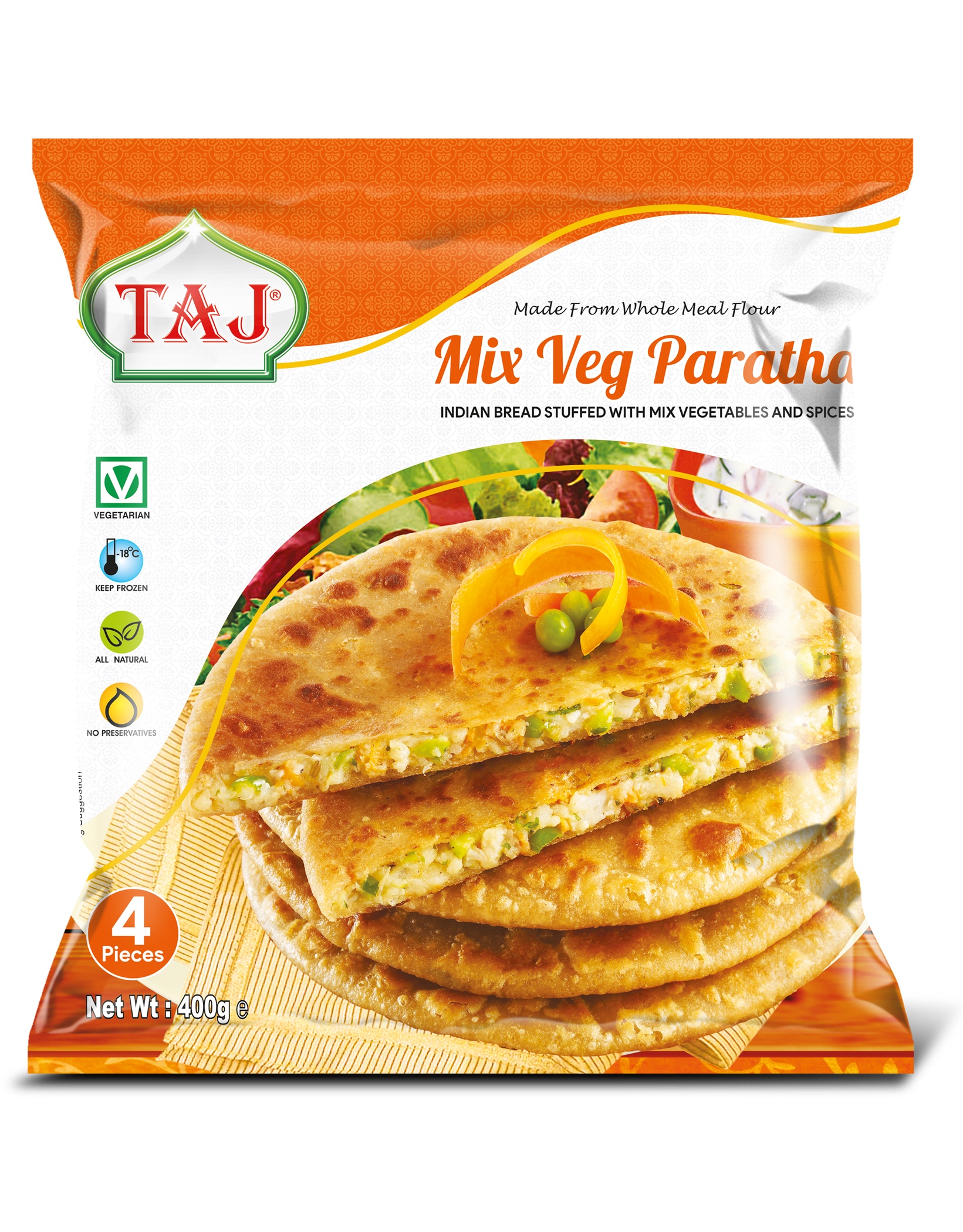 Taj Mixed Veg Paratha 400g (4 pieces)