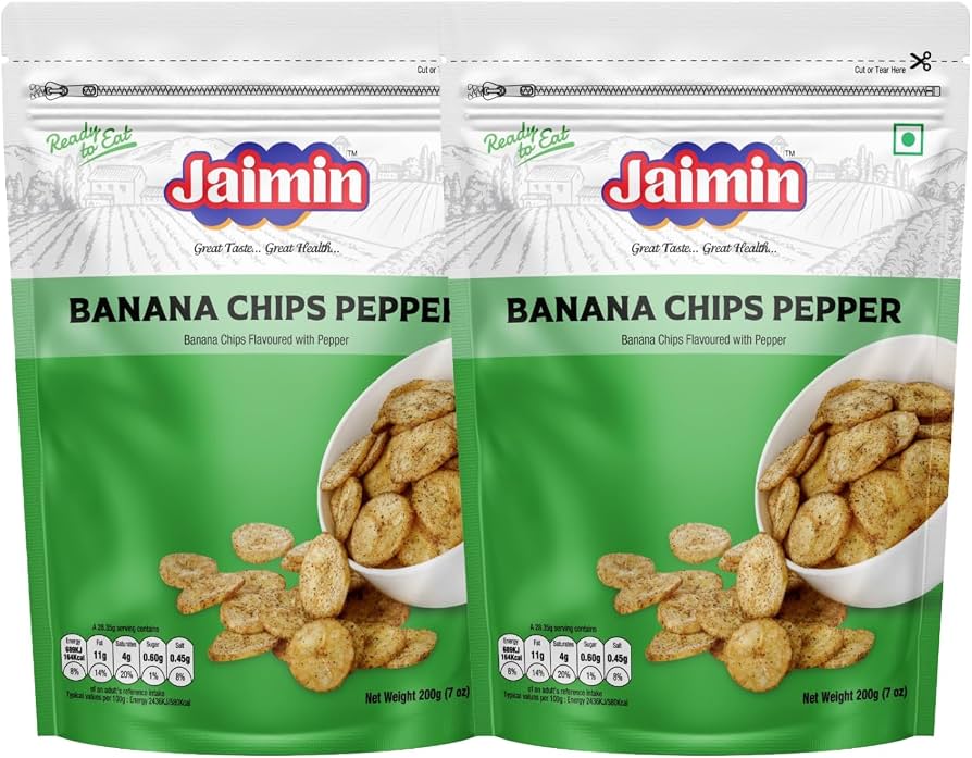 Jaimin Banana Chips Pepper 200g � Crispy, Peppery & Full of Flavor