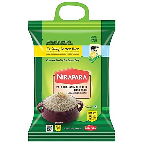 Nirapara Matta Long Grain Rice 5KG � Palakkadan Kerala Matta Rice for Daily Cooking