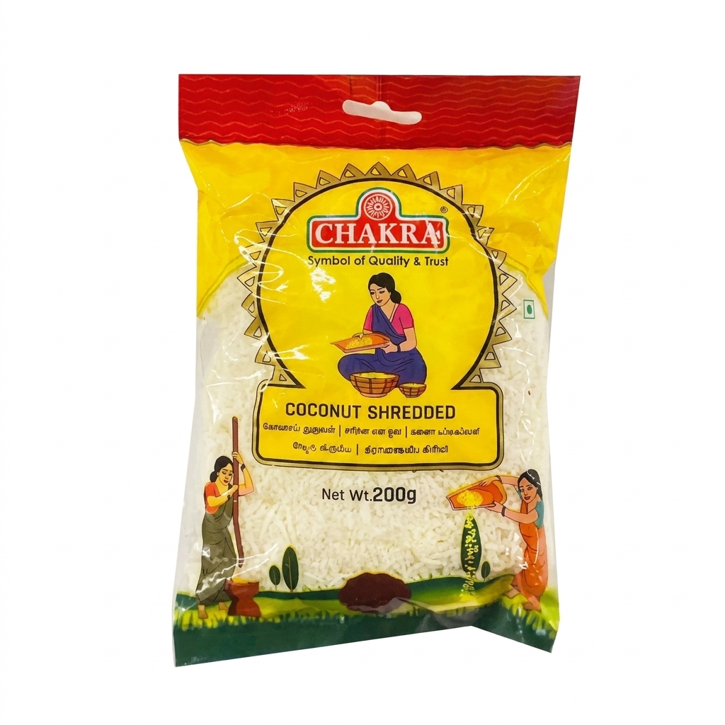 Chakra Shredded Coconut 200g - Fresh Grated Texture