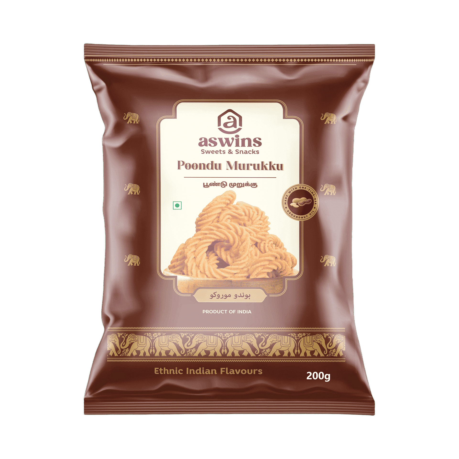 Aswins Poondu Murukku 150g � Garlic Flavored Murukku