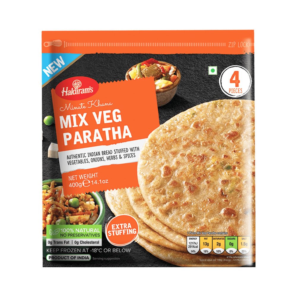 Haldiram's Mix Veg Paratha 400g (Pack of 2) � Authentic Indian Frozen Paratha