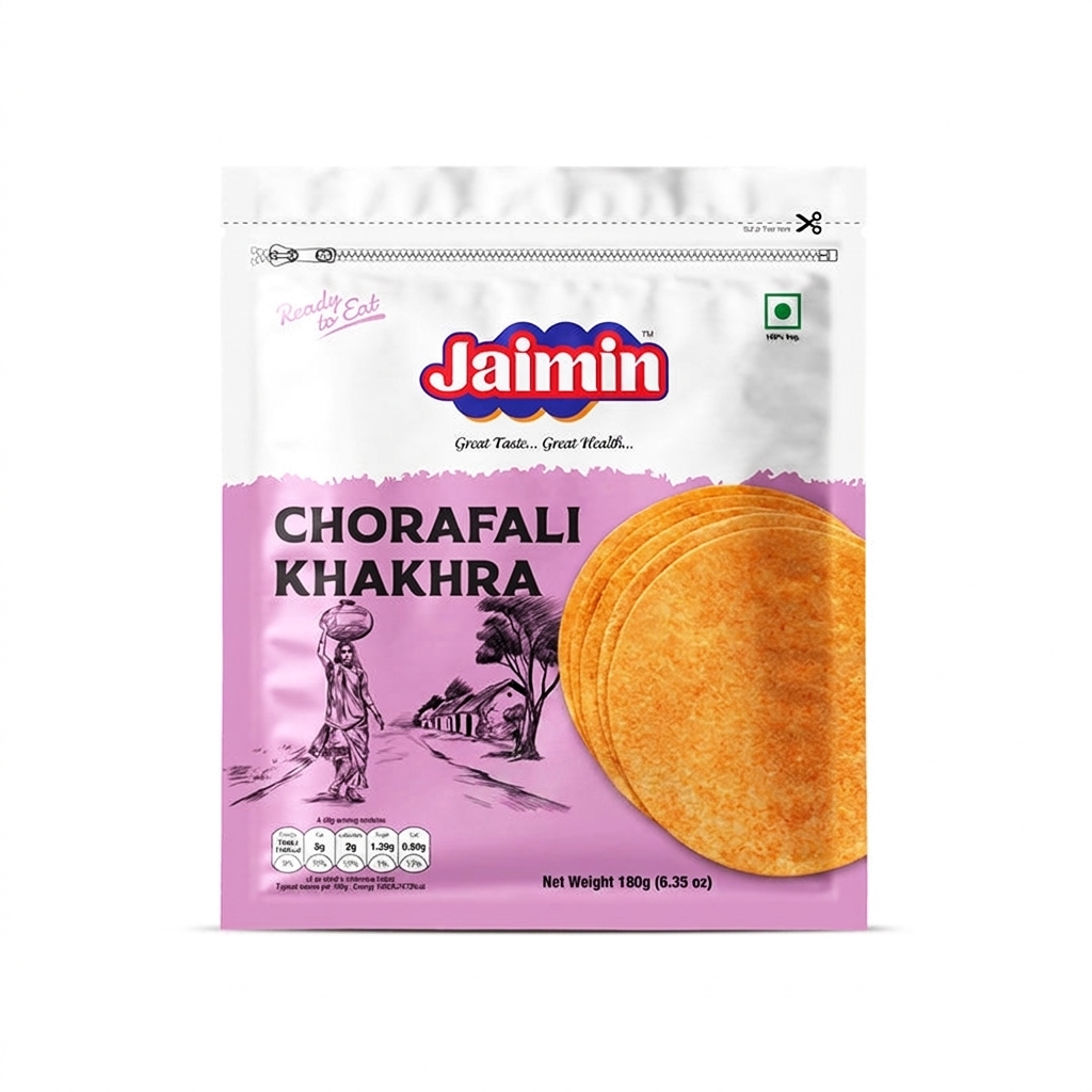 Jaimin Chorafali Khakhra 180g � Spicy & Flavorful Indian Snack