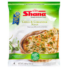 Shana Chilli & Coriander Naan 300g