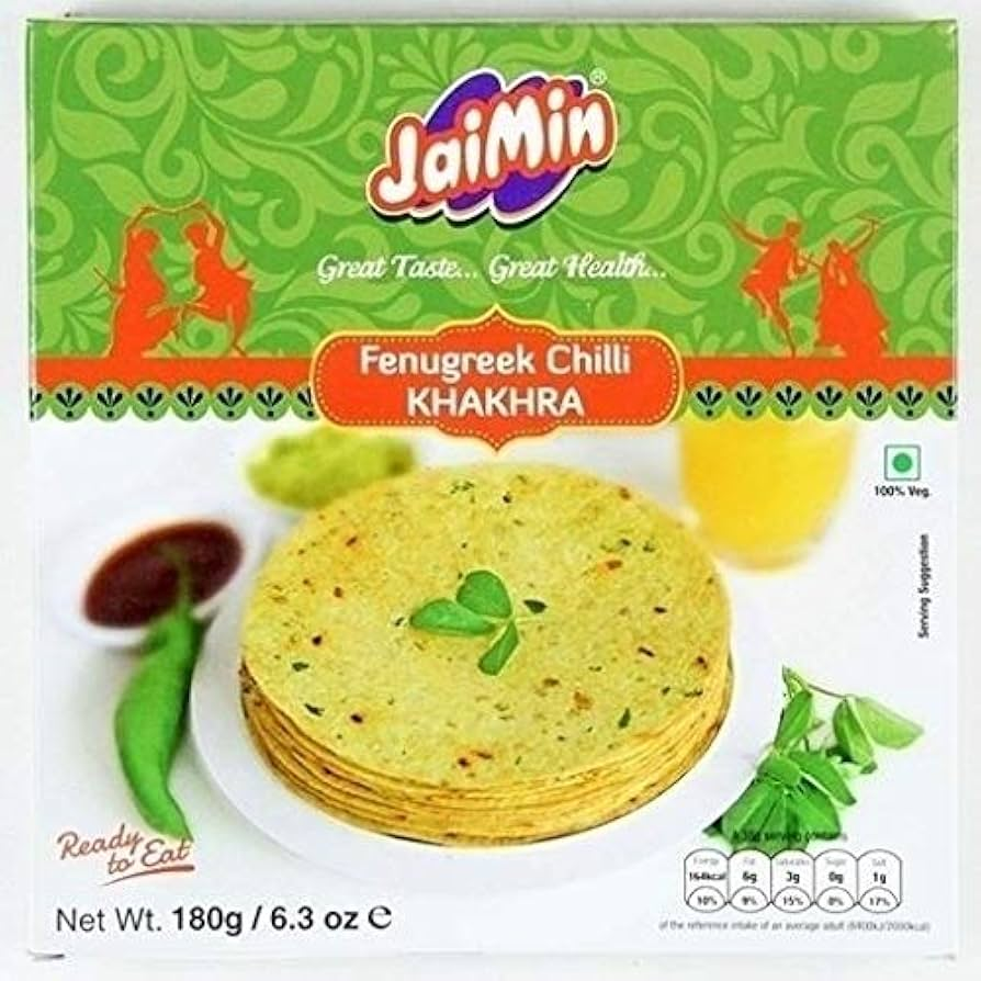 Jaimin Fenugreek Chilli Khakhra 180g � Spicy Crunchy Savory Treat