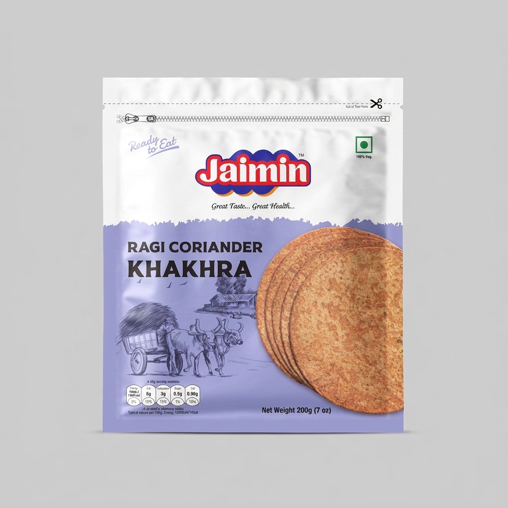 Jaimin Ragi Coriander Khakhra 200g � Nutritious & Flavorful Crunch