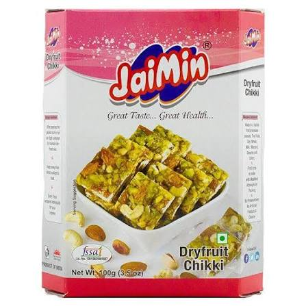 Jaimin Dry Fruit Chikki 100g � Crunchy Nut & Jaggery Sweet